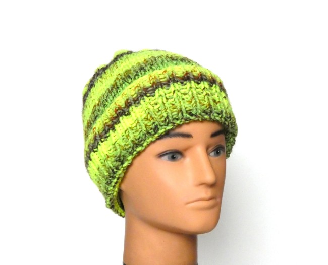 P1010746 Bonnet homme jaune fluo / muliticlore