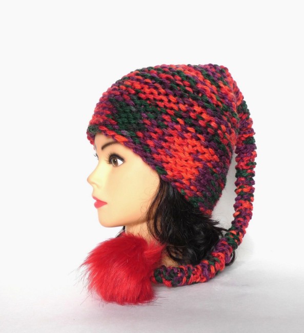 Bonnet lutin multicolore de Noël