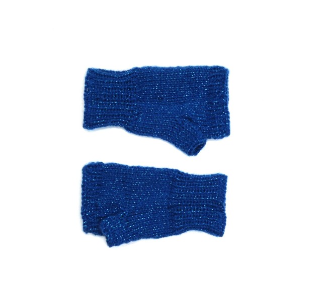 Mitaines femme bleu roi pailletée avec pouce