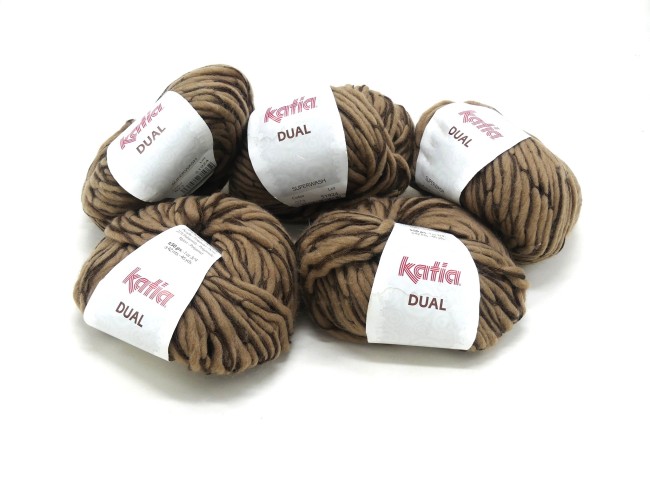 5 pelotes de laine Katia Dual marron 073