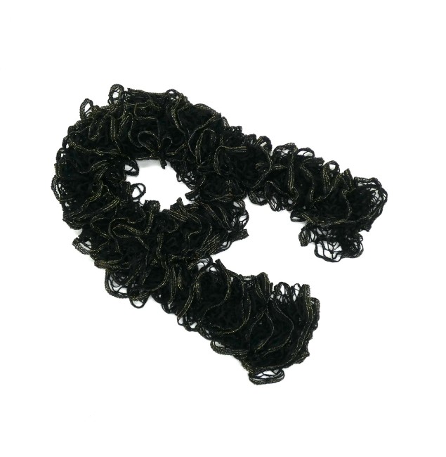 Echarpe noir bordure doré or 