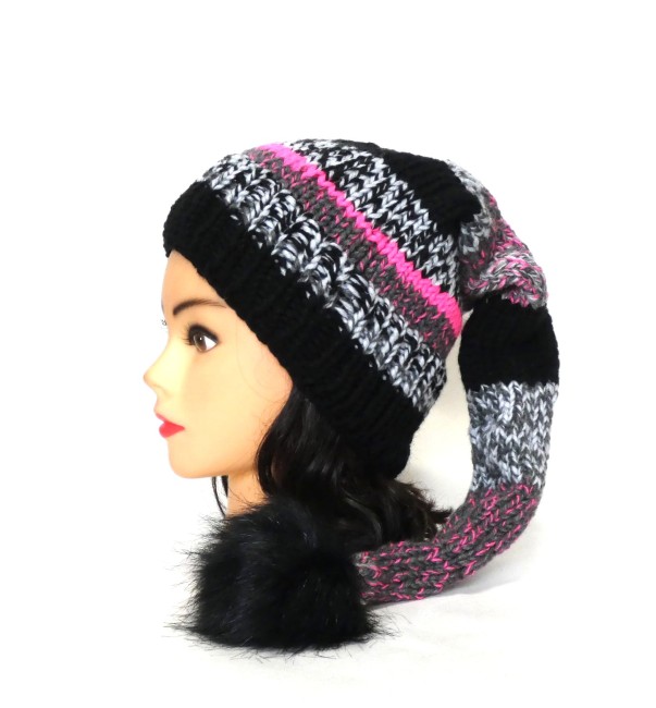 P1010598 Bonnet lutin femme noir/ gris / rose et multicolore