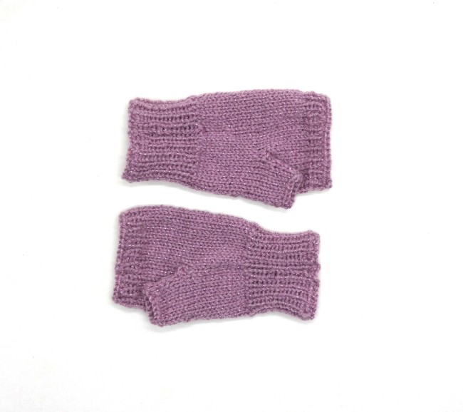 Mitaines femme pouce coloris vieux rose pailleté  C 17 jo métal