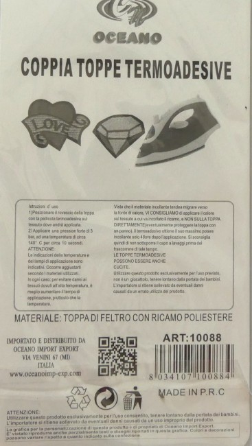 Ecussons thermocollants diamant  / coeur Love 