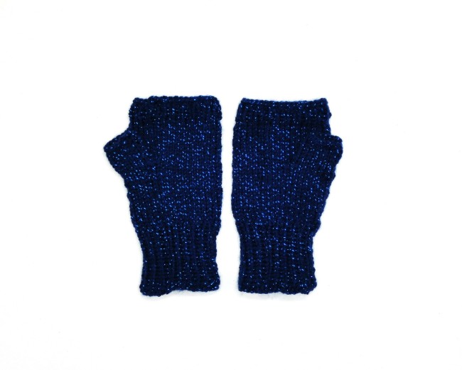 P1020785 Mitaines bleu marine pailletée pour femme