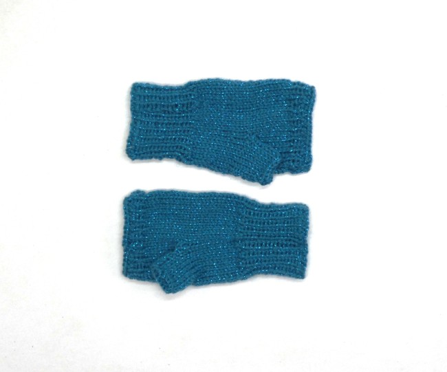 Mitaines bleu turquoise pailletée