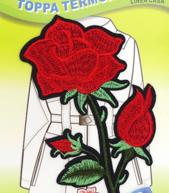 Patch thermocollant fleur rose rouge 