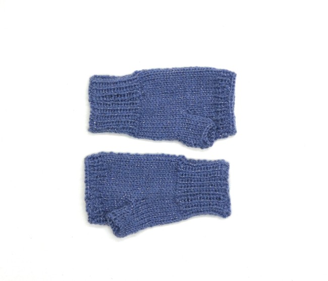 Mitaines bleu jean pailleté avec pouce