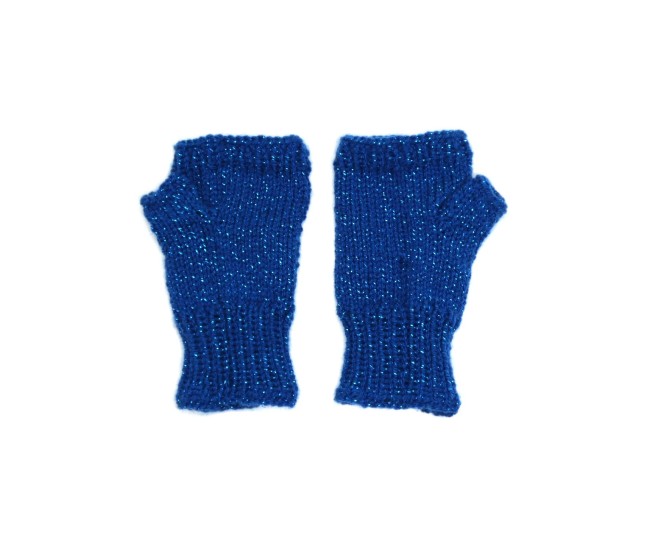 Mitaines femme bleu roi pailletée avec pouce