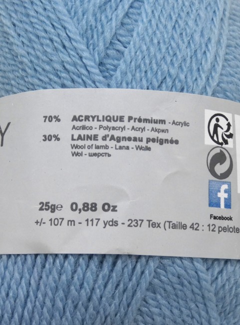 Lot 2 pelotes laine Phildar SUPER BABY bleu ciel C 408 