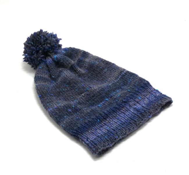 P1060028 Bonnet femme bleu/gris laine Plassard Champêtre