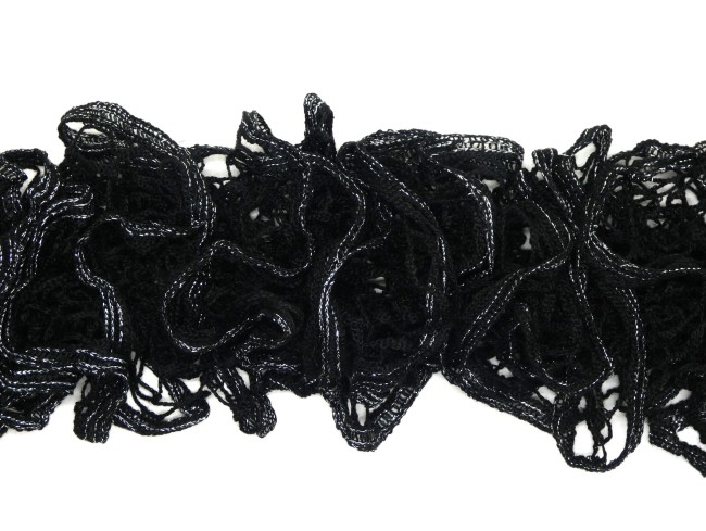 Echarpe noire bordure gris argenté