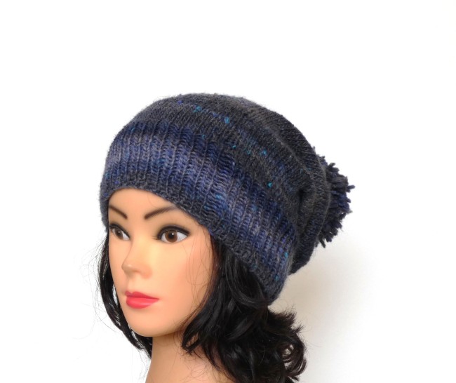 P1060015 Bonnet femme bleu/gris laine Plassard Champêtre