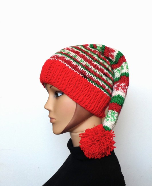 Bonnet lutin de Noël rouge happy christmas