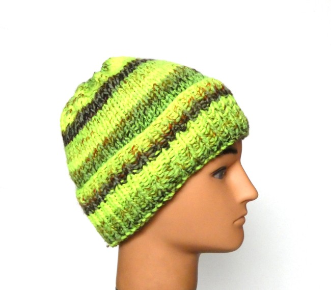 P1010747 Bonnet homme jaune fluo / muliticlore