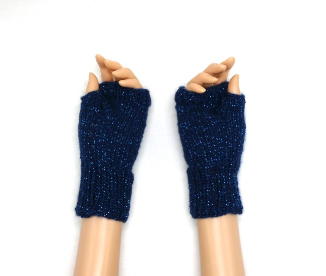 P1020788 Mitaines bleu marine pailletée pour femme