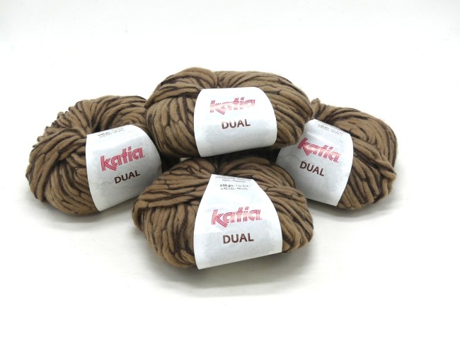  4 pelotes de laine Katia Dual marron 073
