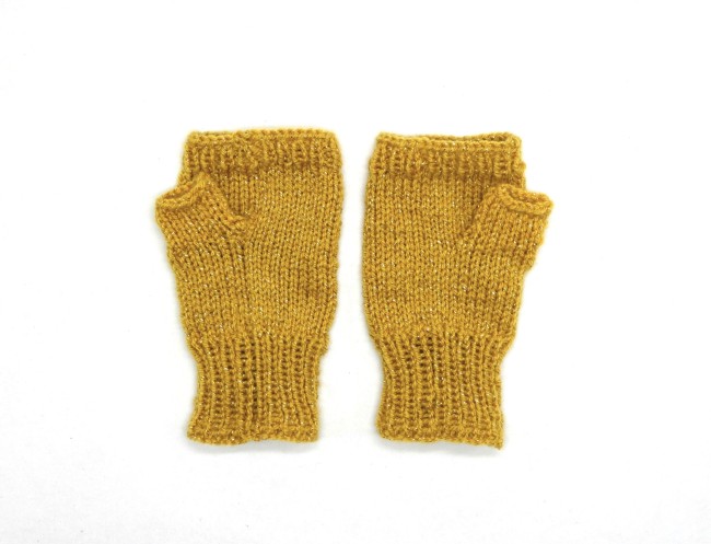 Mitaines jaune pailletée doré or pour femme 