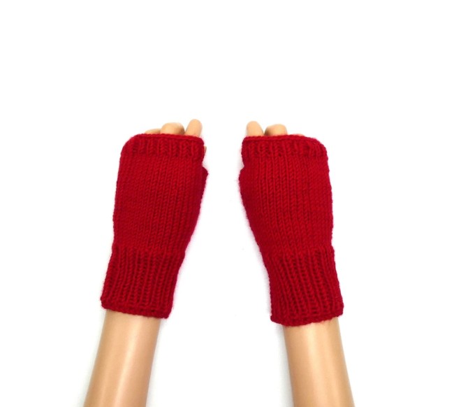  mitaines rouge avec pouce en laine merino sport C 4