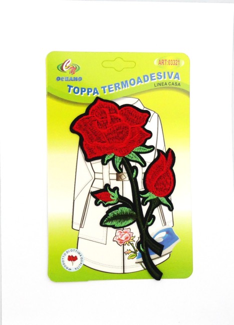Patch thermocollant fleur rose rouge 