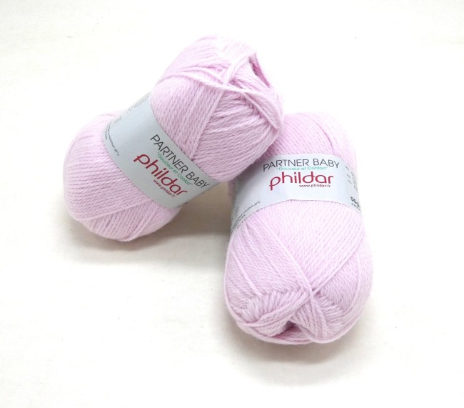 Lot 2 pelotes Laine Phildar PARTNER BABY C 207 églantine rose