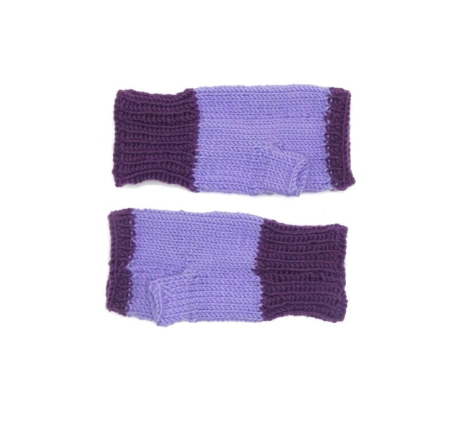P1060893 Mitaines pour femme couleur violette et lilas 100% laine merino