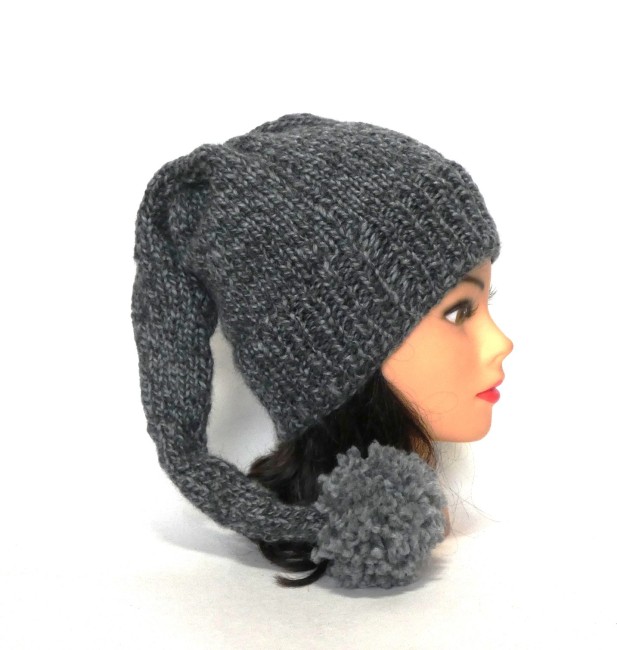 P1010622 Bonnet lutin gris chiné laine Bergère de France Alaska coloris Campagnol