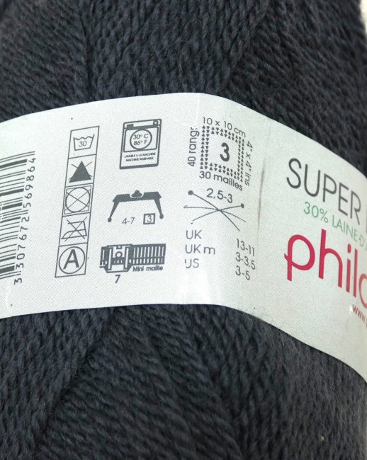 Lot 2 pelotes laine X 25 gr Phildar SUPER BABY souris 404