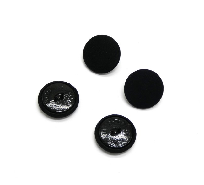 P1030950 4 boutons couture noirs tissu / métal 20 MM