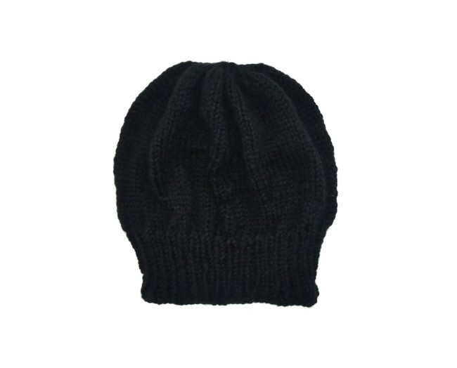 Béret noir pour femme en laine Bergère de France Alaska doux et chaud tricoté main 