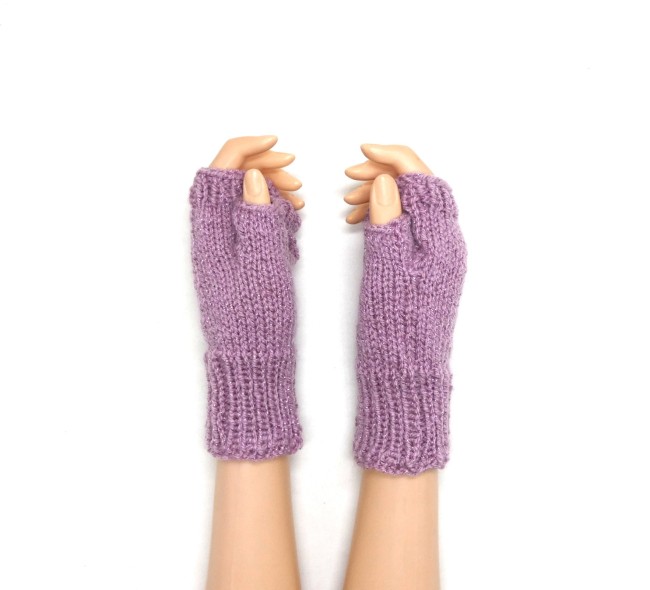 Mitaines femme pouce coloris vieux rose pailleté  C 17 jo métal