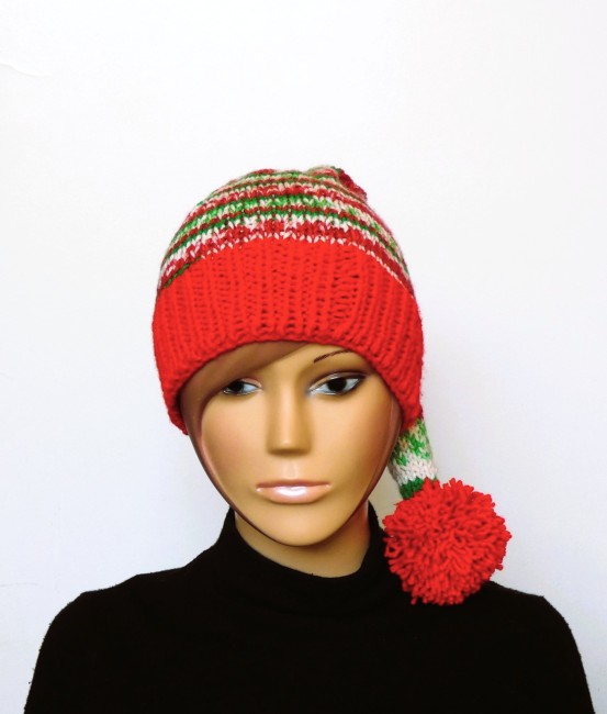 Bonnet lutin de Noël rouge happy christmas