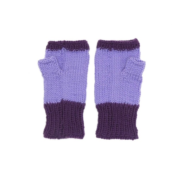 P1060892 Mitaines pour femme couleur violette et lilas 100% laine merino