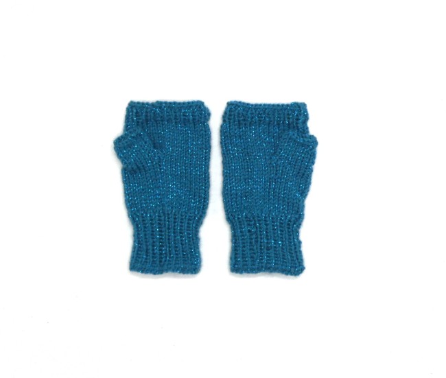 Mitaines bleu turquoise pailletée