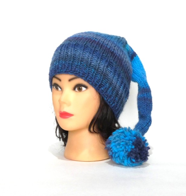 P1010405 Bonnet lutin laine bleu /turquoise