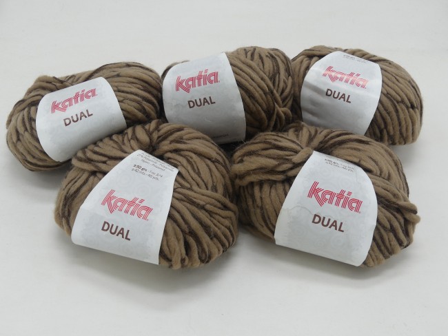 5 pelotes de laine Katia Dual marron 073