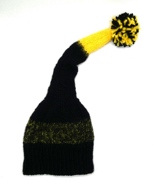 Bonnet lutin Noir / jaune laine Katia Cap