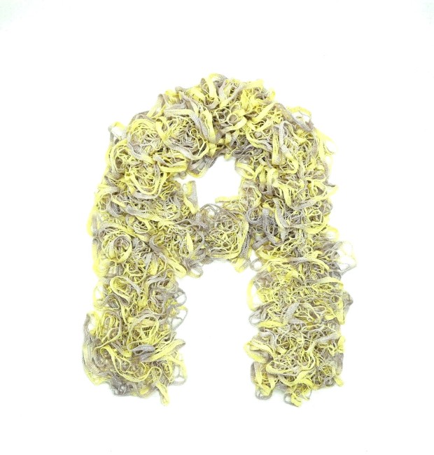 P1040800 Echarpe femme froufrou jaune & beige Laguna