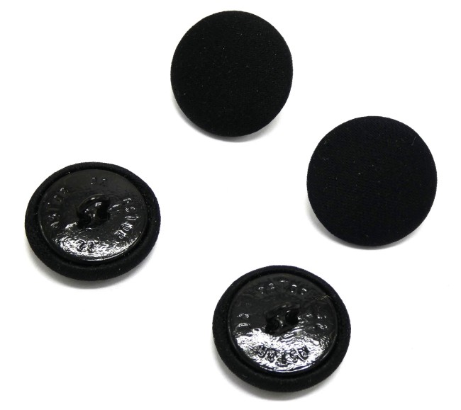 P1030951 4 boutons couture noirs tissu / métal 20 MM