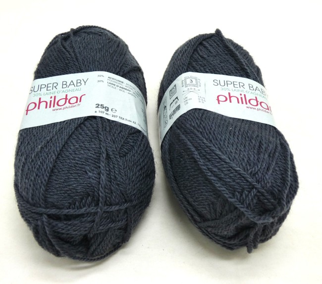 Lot 2 pelotes laine X 25 gr Phildar SUPER BABY souris 404