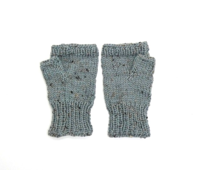 Mitaines pour femme grises avec pouce en laine Katia merino Tweed