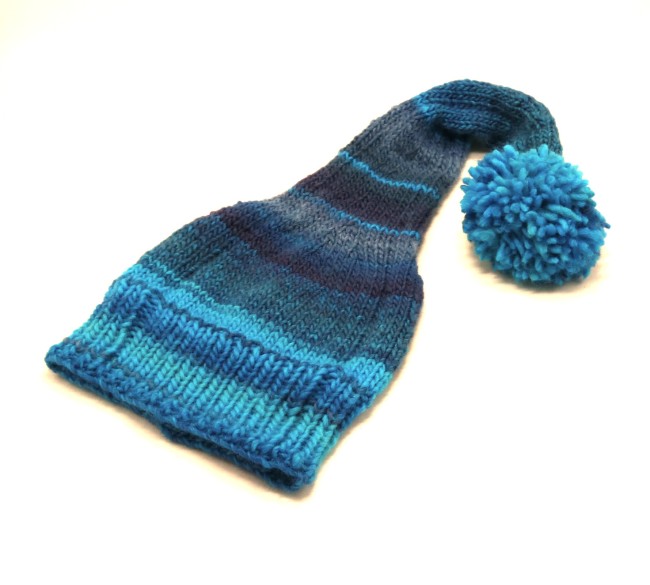 P1020689 Bonnet lutin femme en laine bleu /turquoise