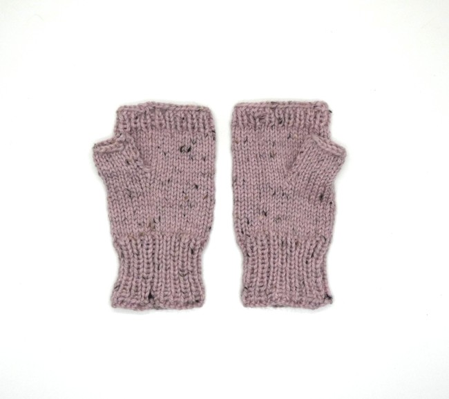 Mitaines femme rose avec pouce en laine Katia merino Tweed 