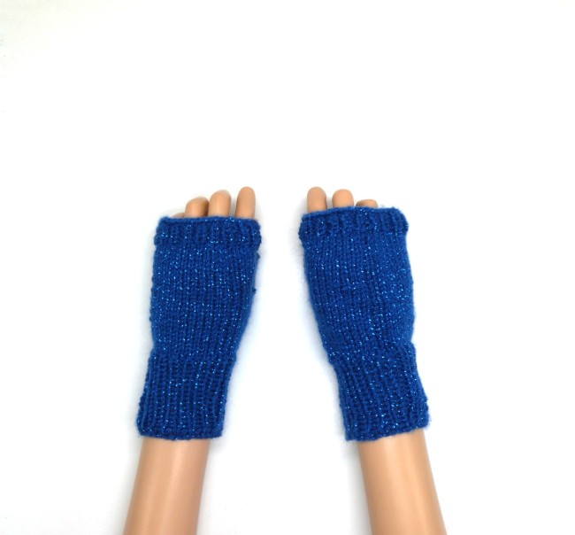 Mitaines femme bleu roi pailletée avec pouce