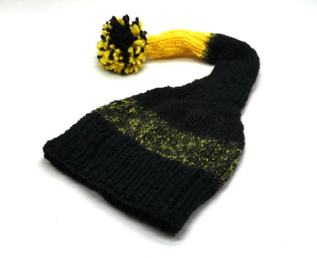 Bonnet lutin Noir / jaune laine Katia Cap