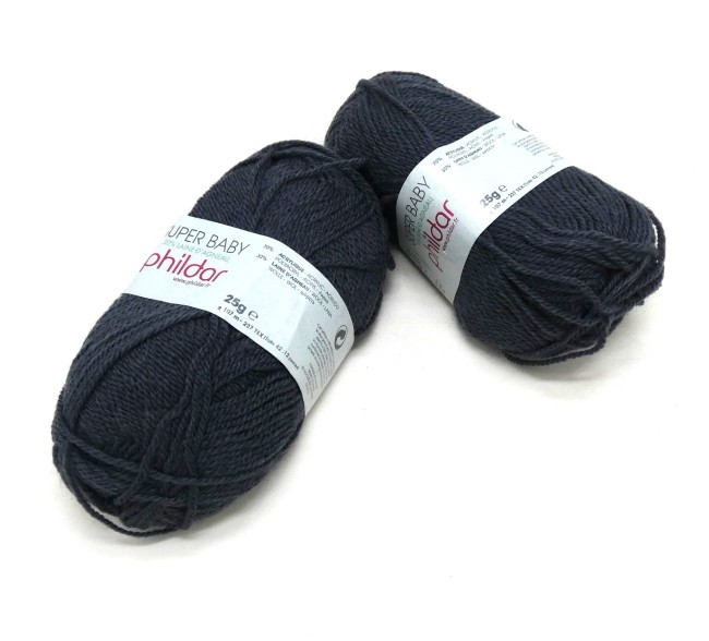 Lot 2 pelotes laine X 25 gr Phildar SUPER BABY souris 404