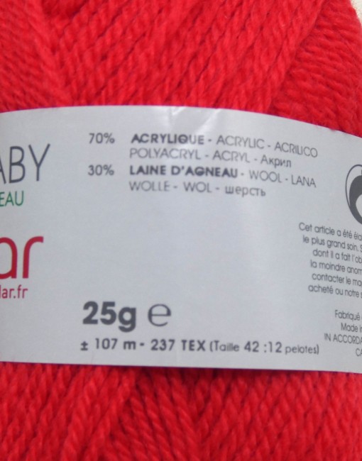 2 pelotes laine X 25 gr Phildar SUPER BABY rouge groseille 402