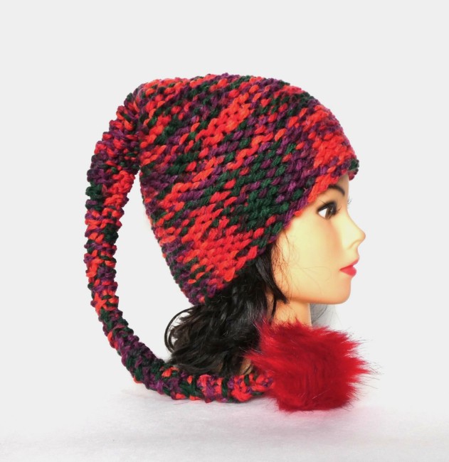 Bonnet lutin multicolore de Noël