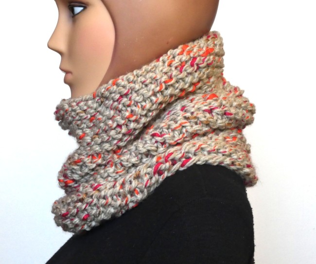 P1110006 Tour de cou / Snood/ femme camel Phildar phil Country