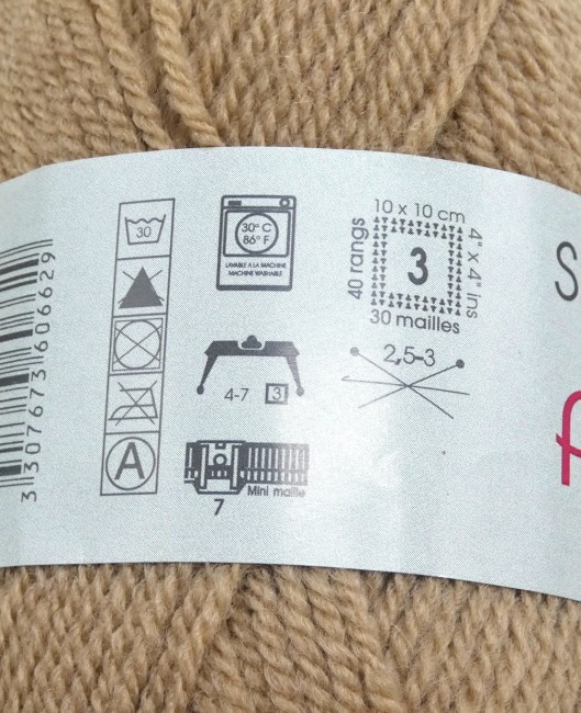  2 pelotes laine X 25 gr Phildar SUPER BABY marron chamois 402